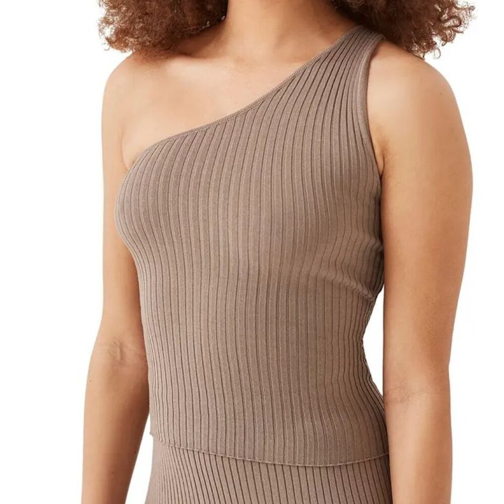 Inka Rib One-Shoulder Top Taupe Knit Tank Nordstrom NWT